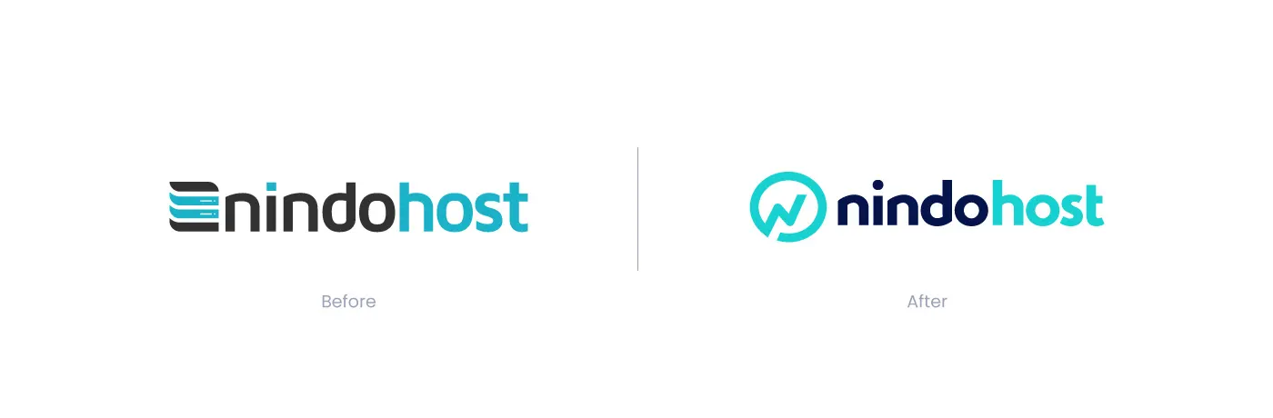 Nindohost logo before and after redesign