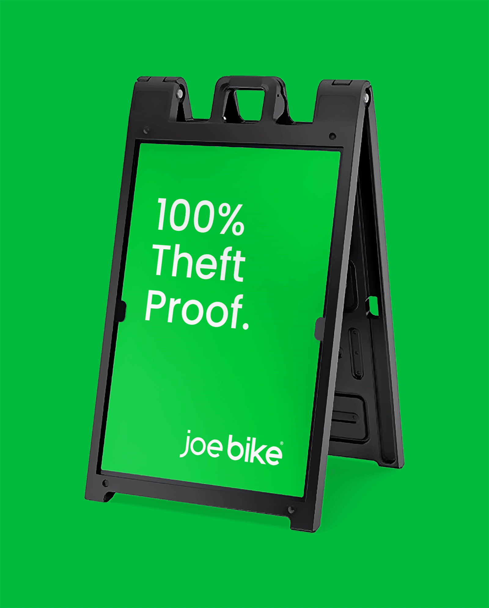 Animated Joe Bike theft protection campus sign