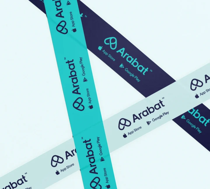Turquoise and navy Arabat packaging tape.