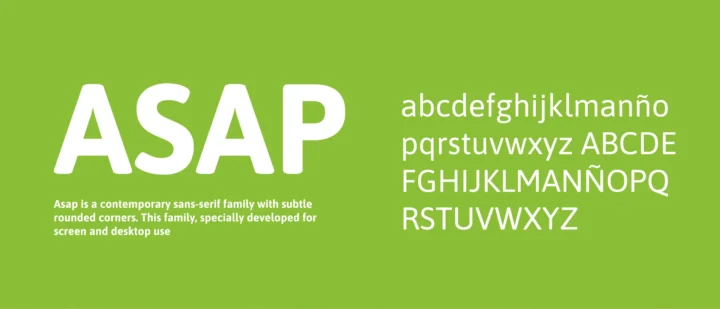 ASAP typeface and letterforms used across the Nacmed identity.