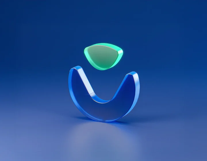 Vitae symbol on a blue background.