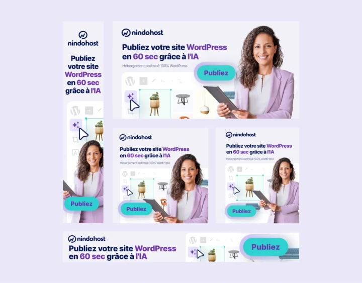 Nindohost campaign recomposed into wide, square and vertical formats.