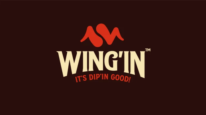 WING’IN primary logo on deep brown.