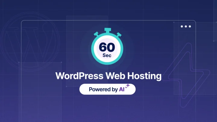 WordPress web hosting powered by AI, with a sixty-second timer.