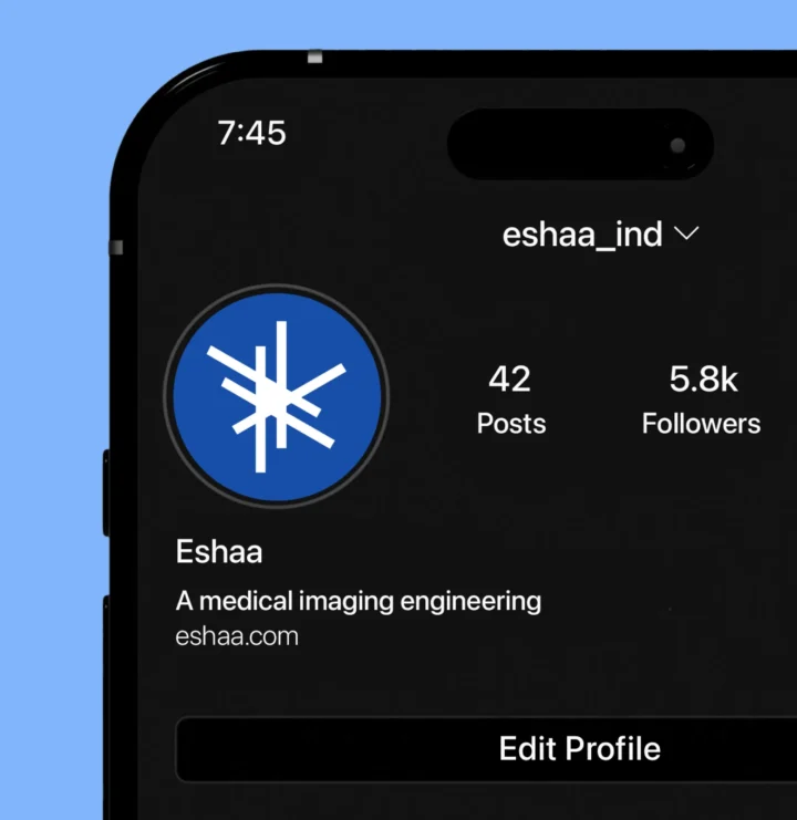 Eshaa branded social media profile.