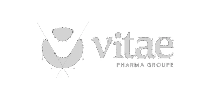Vitae logo construction in grey.