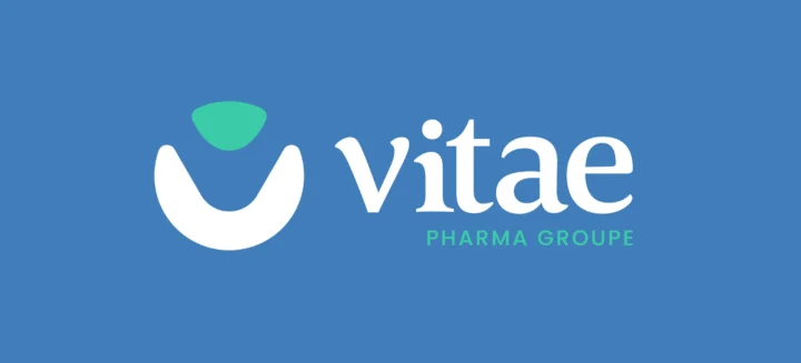 Vitae logo in blue and sea green.