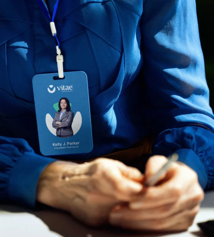 Vitae event lanyard and name badge.