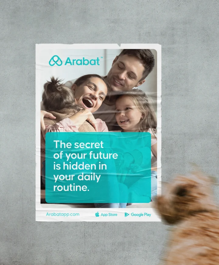 Arabat family services poster on a city wall.