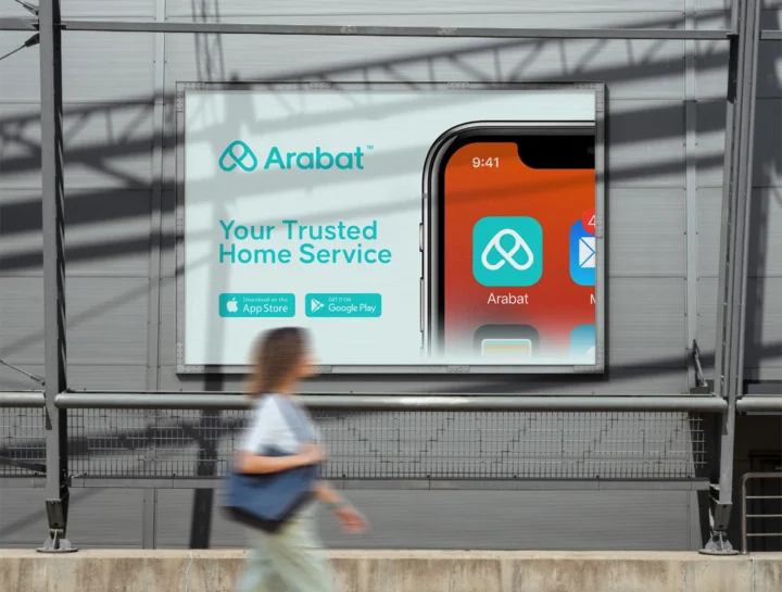 Arabat app campaign on a transit board.