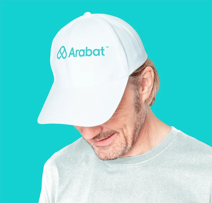 Arabat wordmark embroidered on a white cap.